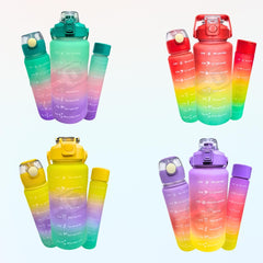 Kit 3 Garrafas De Água Motivacional Treino Academia Esporte Fitness Brinde Adesivos 2 Litros 700mL 300mL