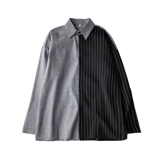 Camisa de manga comprida listrada masculina de 2 cores