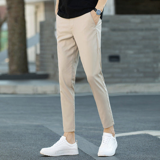 Calça masculina casual estilo coreano elástica
