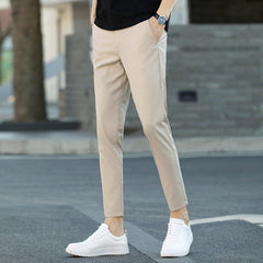 Calça masculina casual estilo coreano elástica