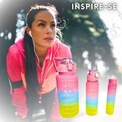 Kit 3 Garrafas De Água Motivacional Treino Academia Esporte Fitness Brinde Adesivos 2 Litros 700mL 300mL