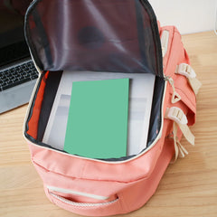 Grande capacidade lona Patchwork mochila, estudantes leve Bookbag, mochila com kit de bolso anti-roubo, conjunto combinado, 5pcs