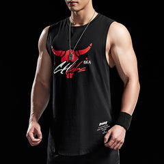 regata masculina com boi estampado estilo high street fitness lazer