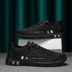 sapatos de pano masculino na moda respirável de sola reta