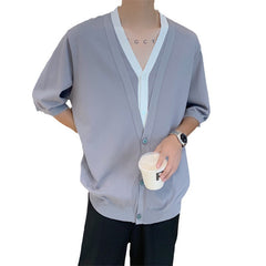 Camiseta de malha de manga curta de seda gelo masculina