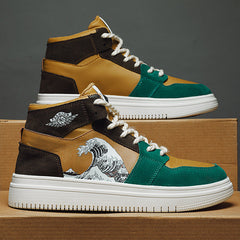 sapato esportivo de cano médio estilo high street de sola reta