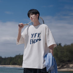 camiseta de manga curta masculina com escritas estampadas high street