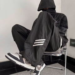 Calças de assalto funcionais à prova d'água de marca retrô americanas masculinas hip-hop de rua largas calças esportivas casuais retas