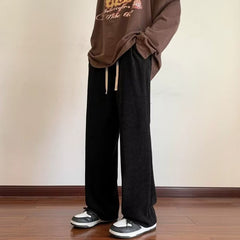 calça masculina larga de veludo perna reta high street