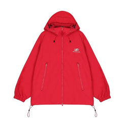 jaqueta de dupla camada com zíper e capuz estilo high street