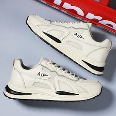 Sapatos masculinos de malha respirável de sola grossa estilo high street