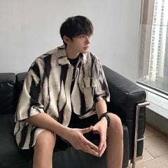 camisa larga de botão e gola estilo hip hop street