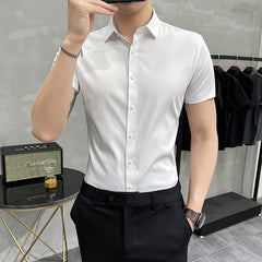 camisa de manga curta com gola e botão estilo polo masculino