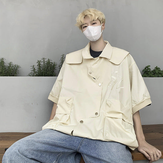 camisa de manga curta Japonês retro masculina para o verão