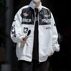 jaqueta esportiva masculina high street com letras estampadas