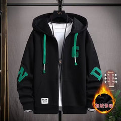 Suéter de lã masculino com touca e letras bordadas