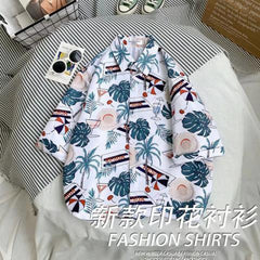 camisa de flor havaiana praia verão seção fina