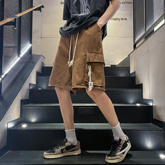 shorts jeans masculinos com bolsos e alça pra amarrar