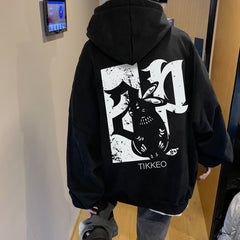 moletom com capuz masculino pesado estilo high street com estampa nas costas