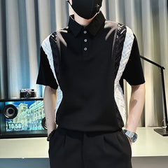 Camisa polo de manga curta com gola de lapela, camiseta de verão da marca masculina, versão coreana da tendência de emagrecimento 2023, nova camiseta para todos os jogos