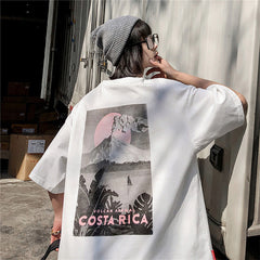 camisa larga com desenho da costa rica