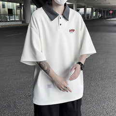 Camisa polo de manga curta estilo Hong Kong masculina