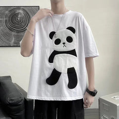 camisa larga unissex com panda estampado