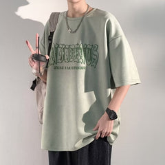 Camisa retrô solta retrô de manga curta masculina e feminina de verão americano hip-hop para casal rede personalidade solta