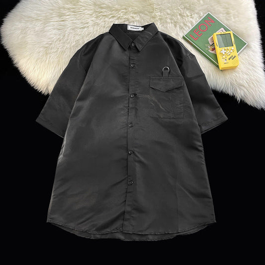 camisa larga polo de botão e gola