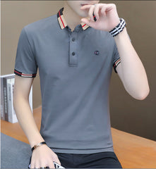 Camiseta masculina de lapela tendência de verão camisa polo 2023 nova camiseta masculina de manga curta com gola