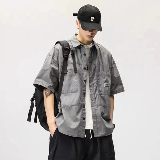 camisa de manga curta masculina estilo streetwear
