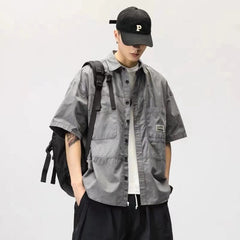 camisa de manga curta masculina estilo streetwear