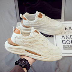 tenis de sola grossa esportiva respirável malha fina anti-odor