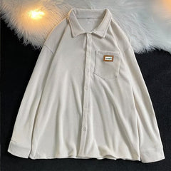 jaqueta casual masculina estilo primavera e outono 2023 camisa de manga comprida tendência jovem camurça padrão escuro jacquard solto