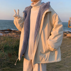 jaqueta de inverno masculina de forro grosso por dentro