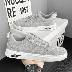 Sapatos masculinos de lona de linho verão respirável