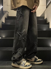 calça larga masculina com estrela estampadas