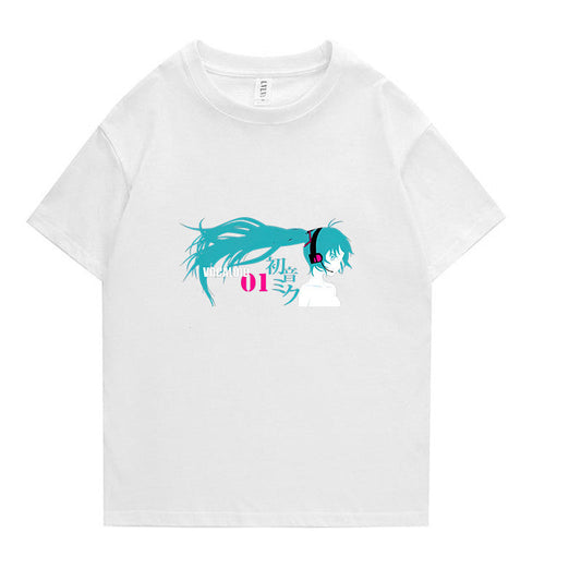 camisa da Hatsune Miku bordada feita 100% de algodão