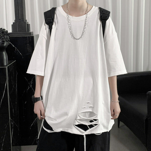 camisa larga masculina com rasgo na ponta