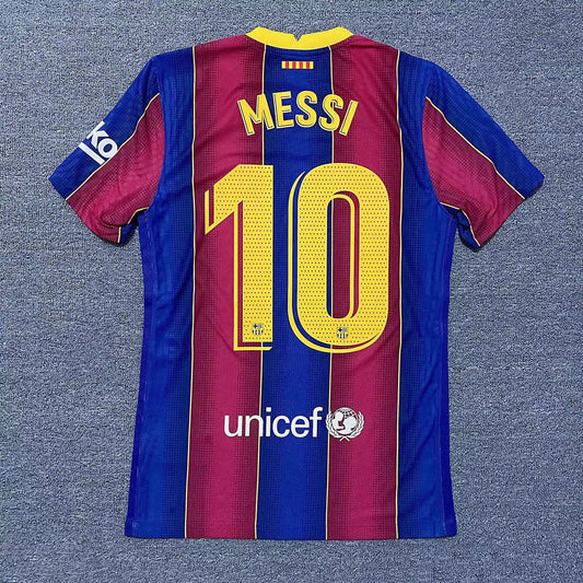 camisa de time de futebol do Clube Barcelona FC retro com o nome do Messi atrás modelo Tailandes