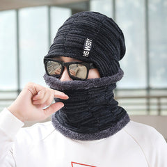 Winter cold new men's pullover hat outdoor sports warm ear protection knitted hat checkered letter mark woolen hat