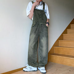 macacão jeans unissex estilo streetwear