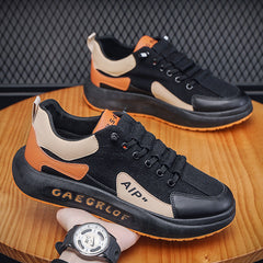 Sapatos masculinos de lona sola macia esportiva estilo high street