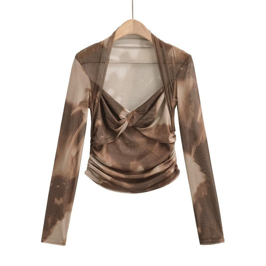 camisa de manga comprida com detalhes estilo streewear