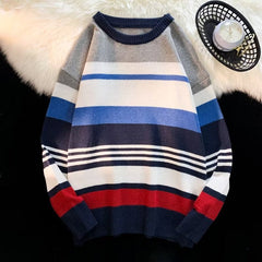 suéter masculino listrado streetwear