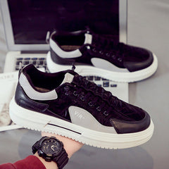 tênis esportivos casuais de couro sola reta estilo high street