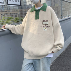 Camisola de gola polo masculina outono e inverno versão coreana