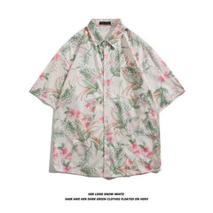 camisa de manga curta floral estilo high street