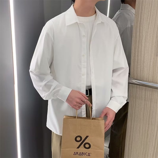 camisa de manga comprida com gola e botão para fechar estilo mafiosos
