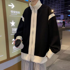 Jaqueta masculina primavera e outono solta estilo Hong Kong combinando com cores casaco na moda casual